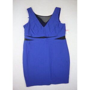 WOMEN'S BLUE BODYCON SHEATH PARTY DRESS MESH CUT-OUTS - DEB - SIZE 24W -